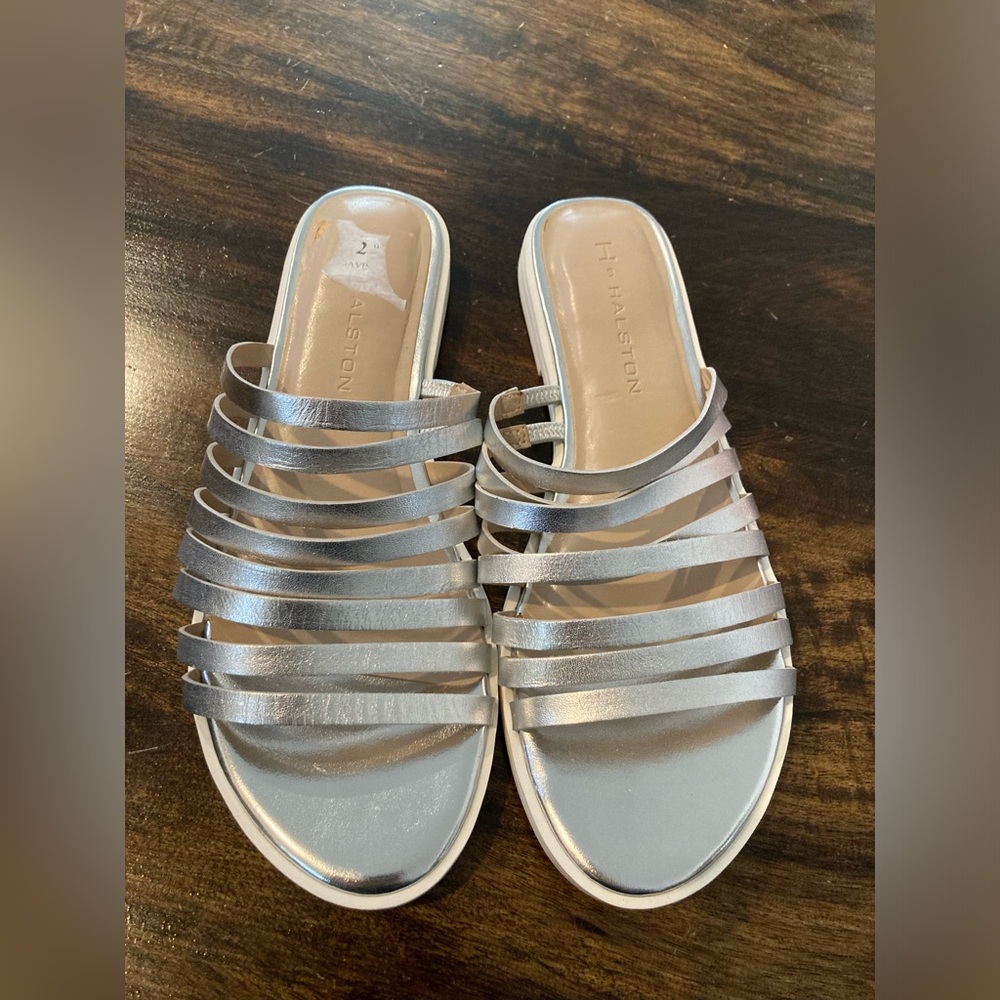 H by halston silver strappy sandals